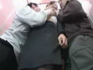 Fucking an innocent Nippon girl in the elevator, oozing with horny sex