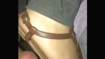 Bf cums on my cute toes and sandals