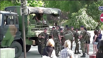 A cute girl is fucked by 2 guys at a famous alley