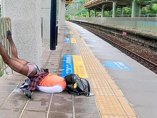 Japanese girl gets bukkake in public park, horny XXX remake