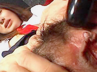 Japanese schoolgirl in uniform giving throat fuck to huge cock, aching for more