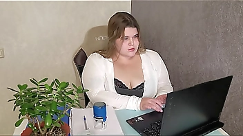 Boss fucked BBW sextress's huge ass and cum on her big juicy tits